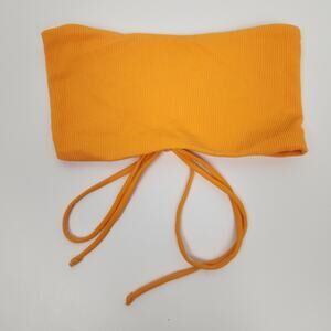 L*Space Beach Wave Bikini Top Strapless In Orange Size Small Adjustable